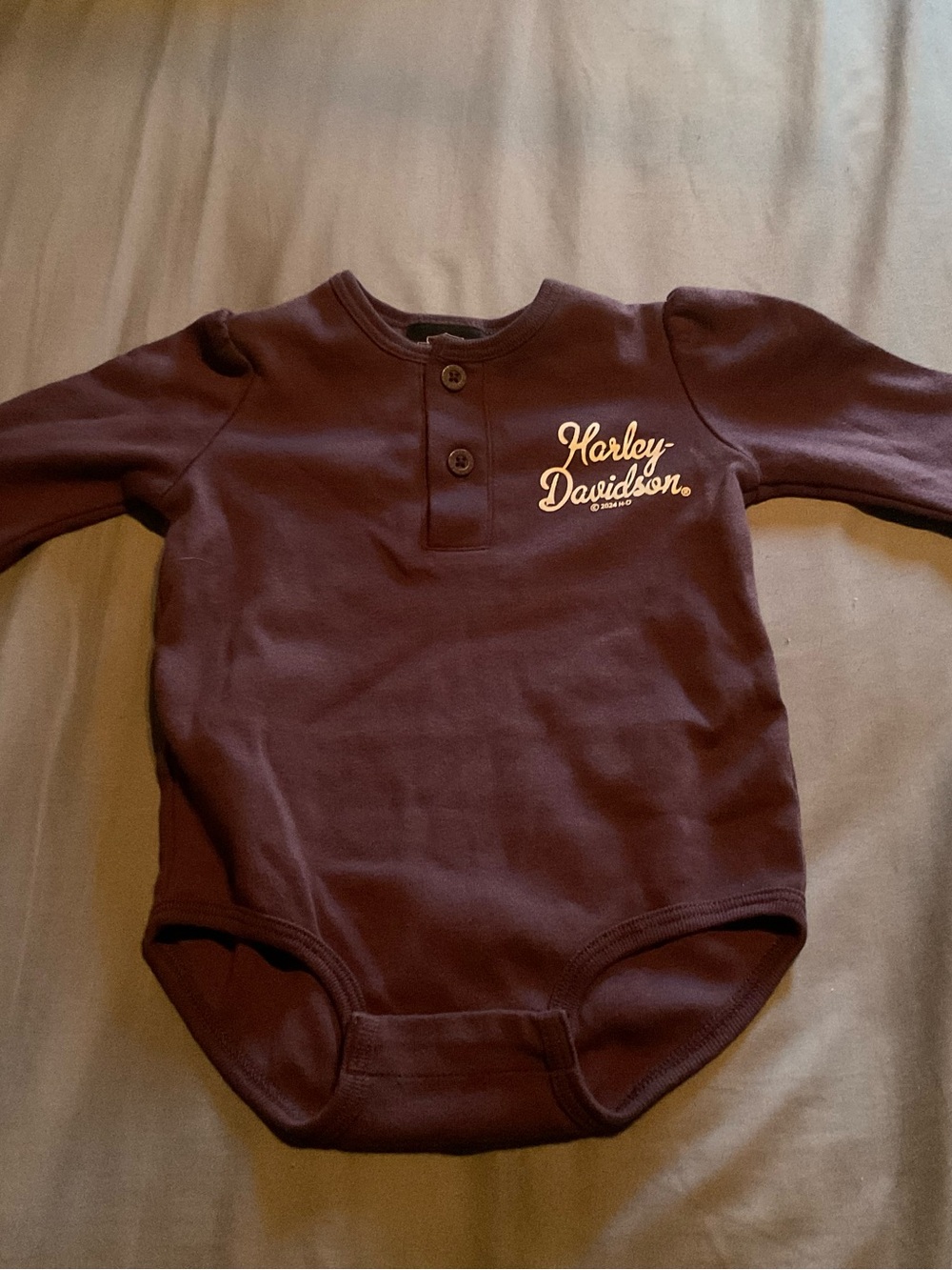 Harley-Davidson Maroon Kids One-Piece Bodysuit with Logo
